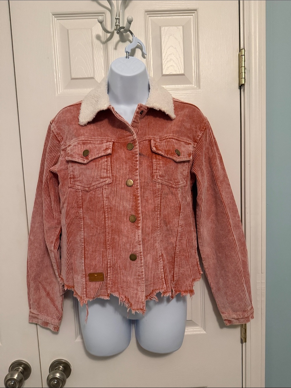 Simply Southern Dusty Rose Corduroy Jacket with Sherpa Collar S NWT